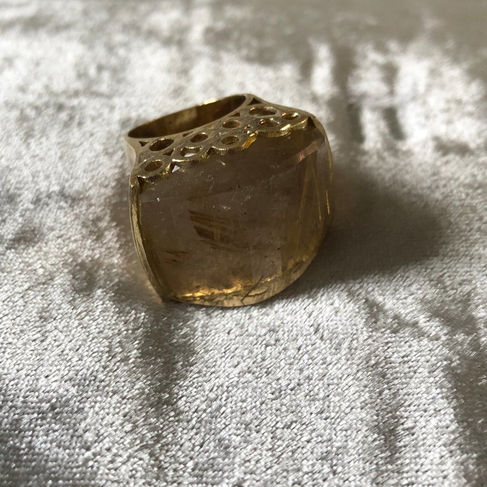 Chunky Gold and Clear Stone Ring